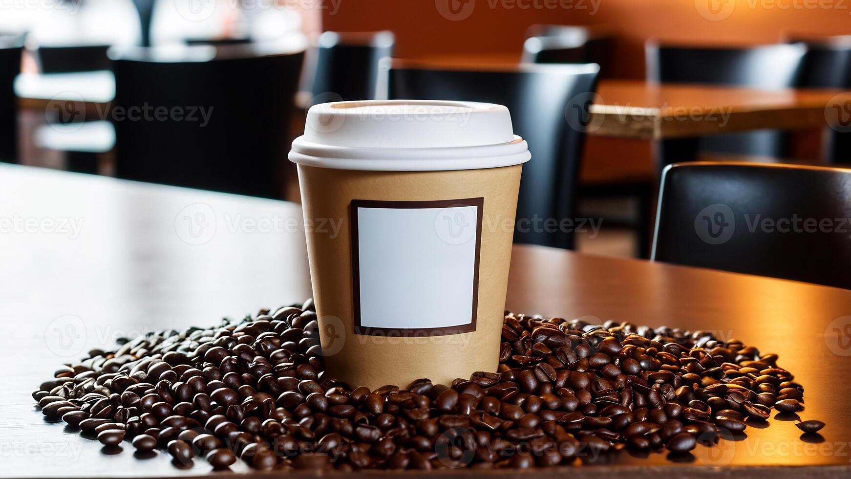 ai generato caffè tazza modello disegno, caffè tazza modello su caffè fagioli, caldo caffè sfondo, vuoto caffè tazza modelli, carta caffè borse foto