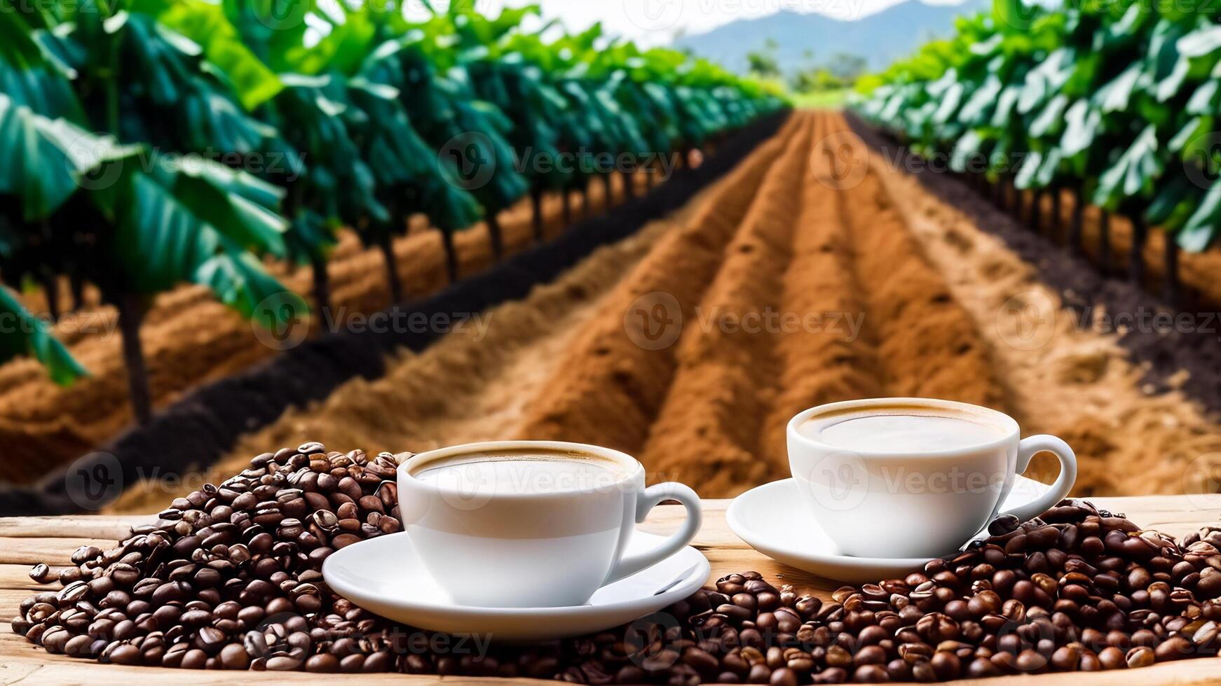 ai generato tazza caffè fagioli, caldo caffè, caffè espresso caffè tazza con fagioli, caffè fagiolo sfondo foto