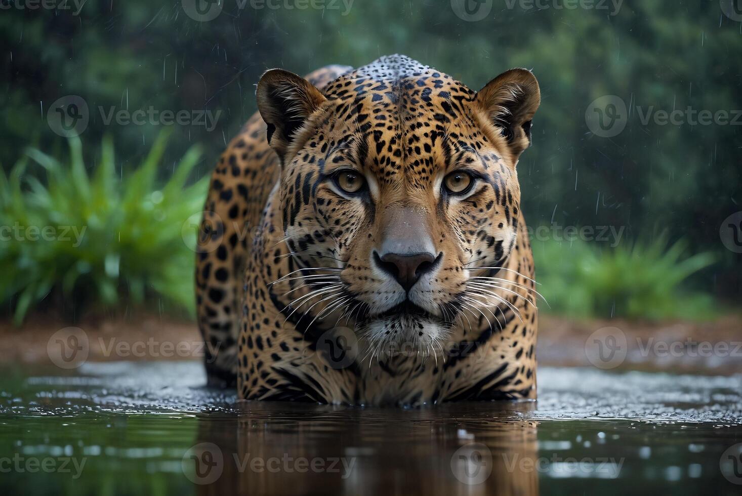 ai generato giaguaro - animale, giaguaro nel il giungla, bellissimo tiro di un africano leopardo - giaguaro foto