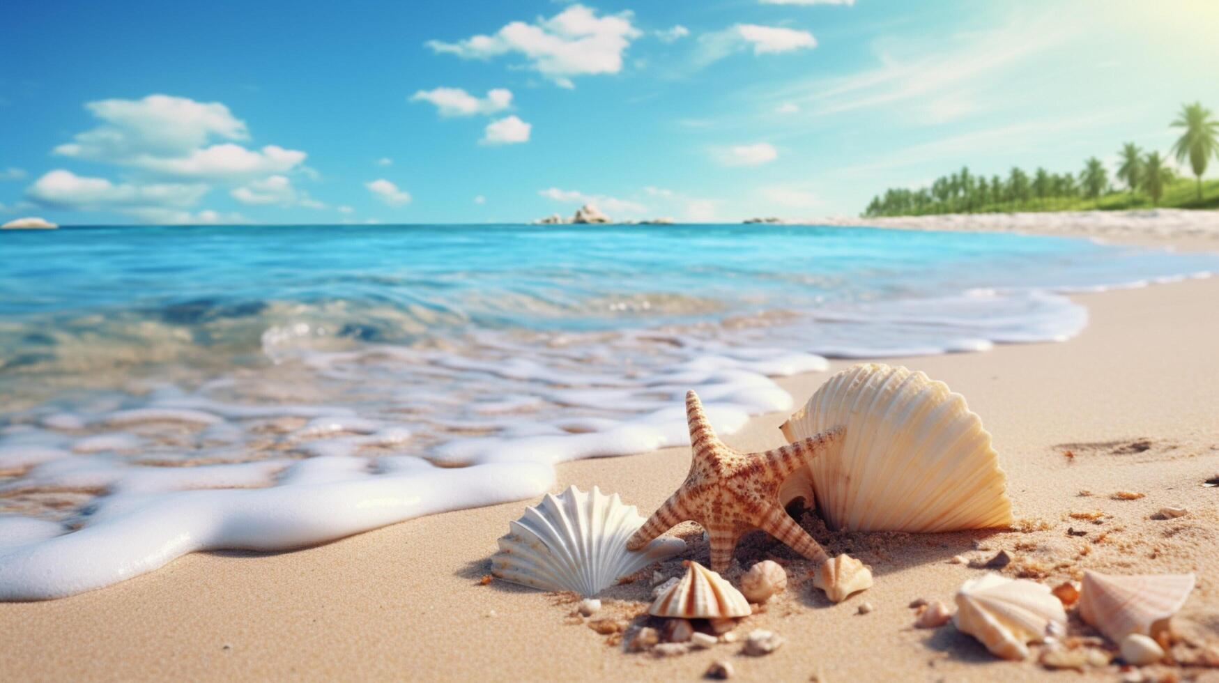 ai generato Perfetto per conchiglia a tema e spiaggia scoprire foto