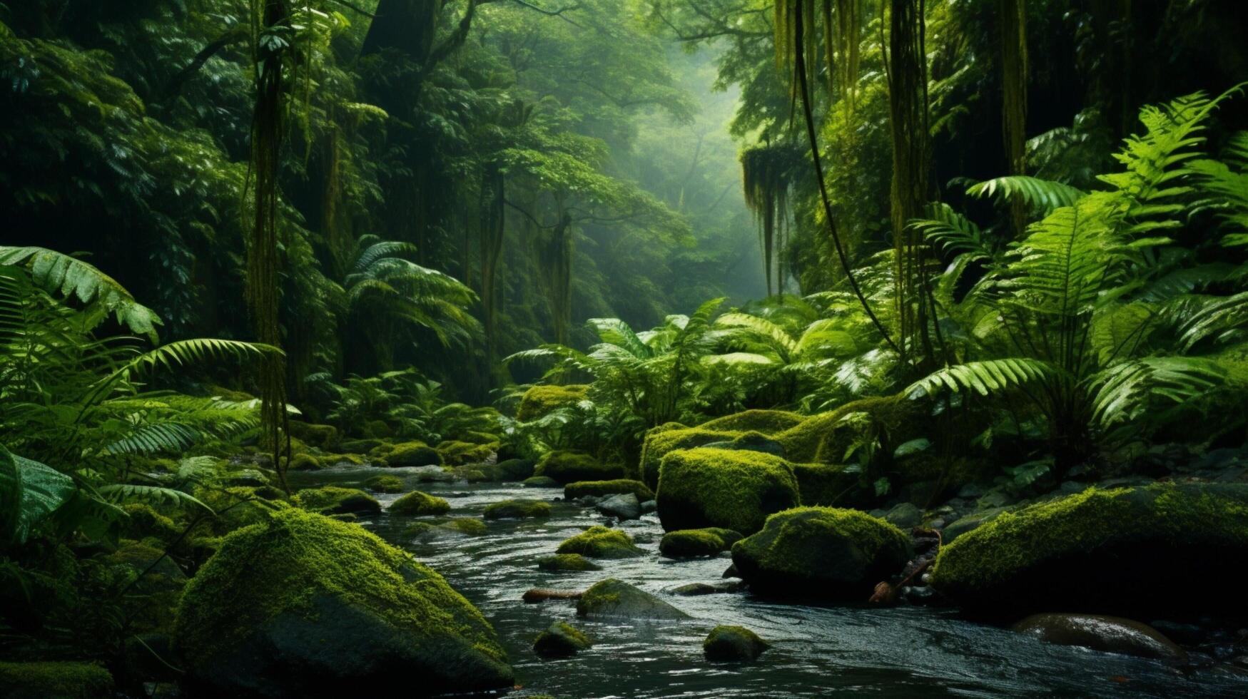 ai generato foresta pluviale paesaggio sfondo foto