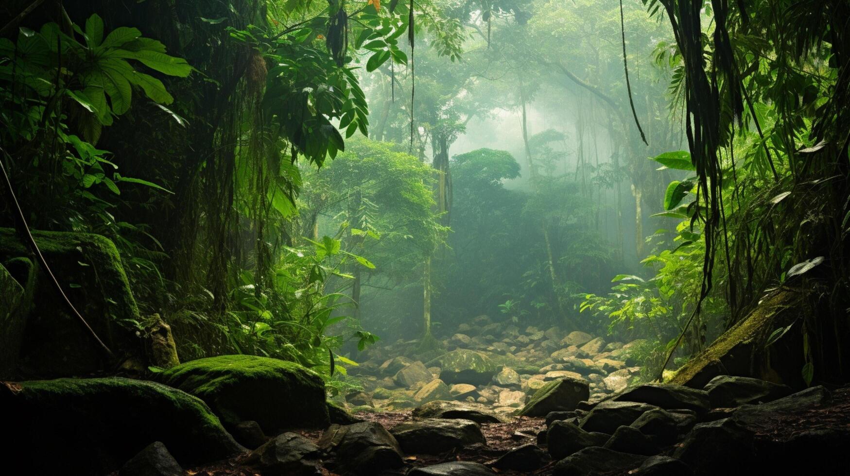 ai generato foresta pluviale baldacchino sfondo foto