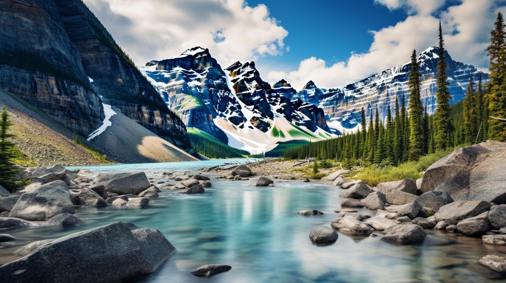 ai generato roccioso montagna sfondo foto