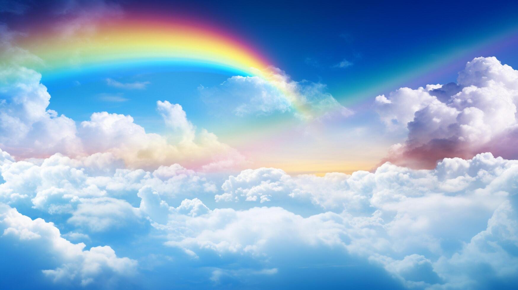 ai generato cielo con arcobaleno sfondo foto