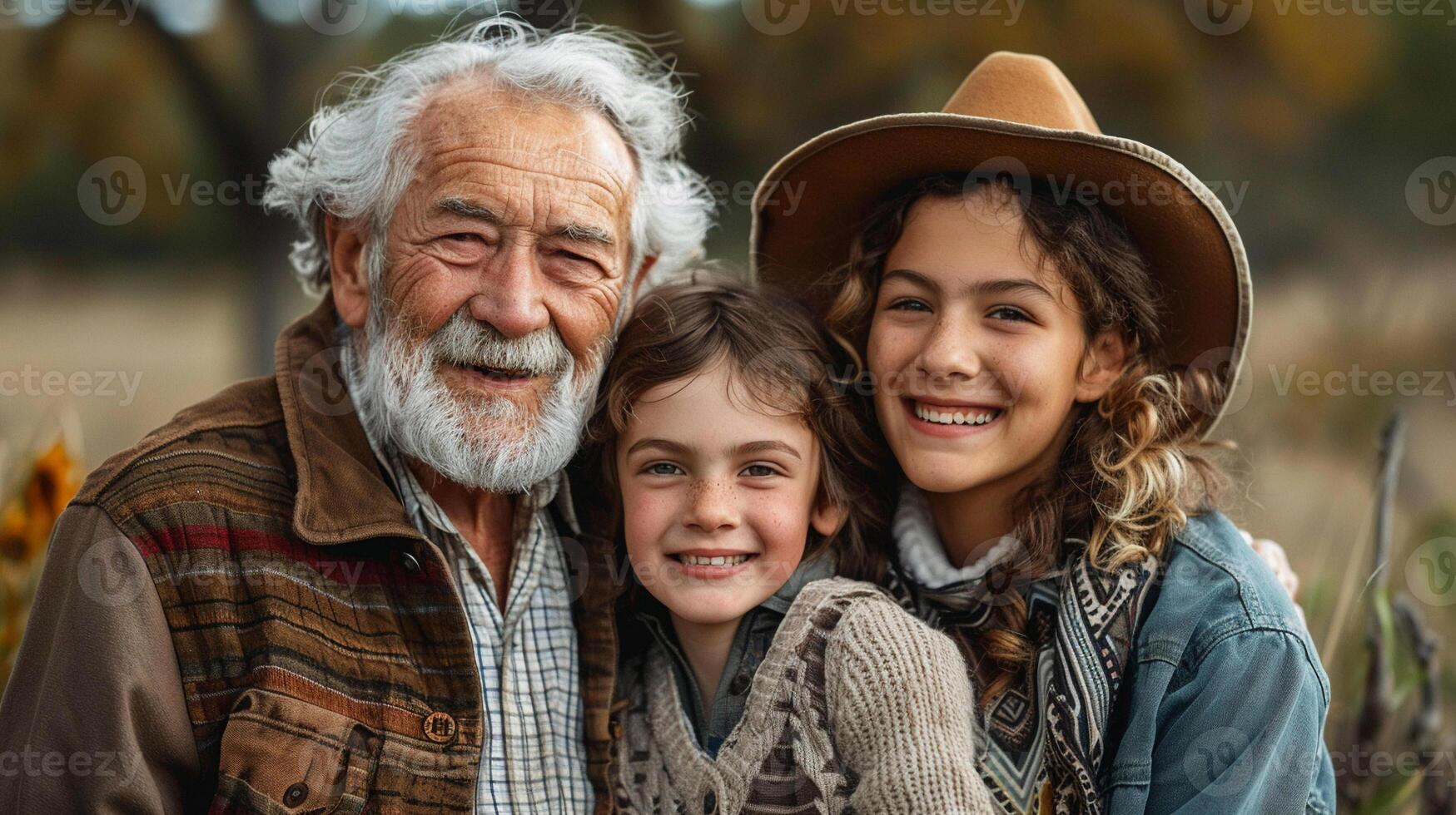 ai generato un' famiglia ritratto ricco con generazioni foto