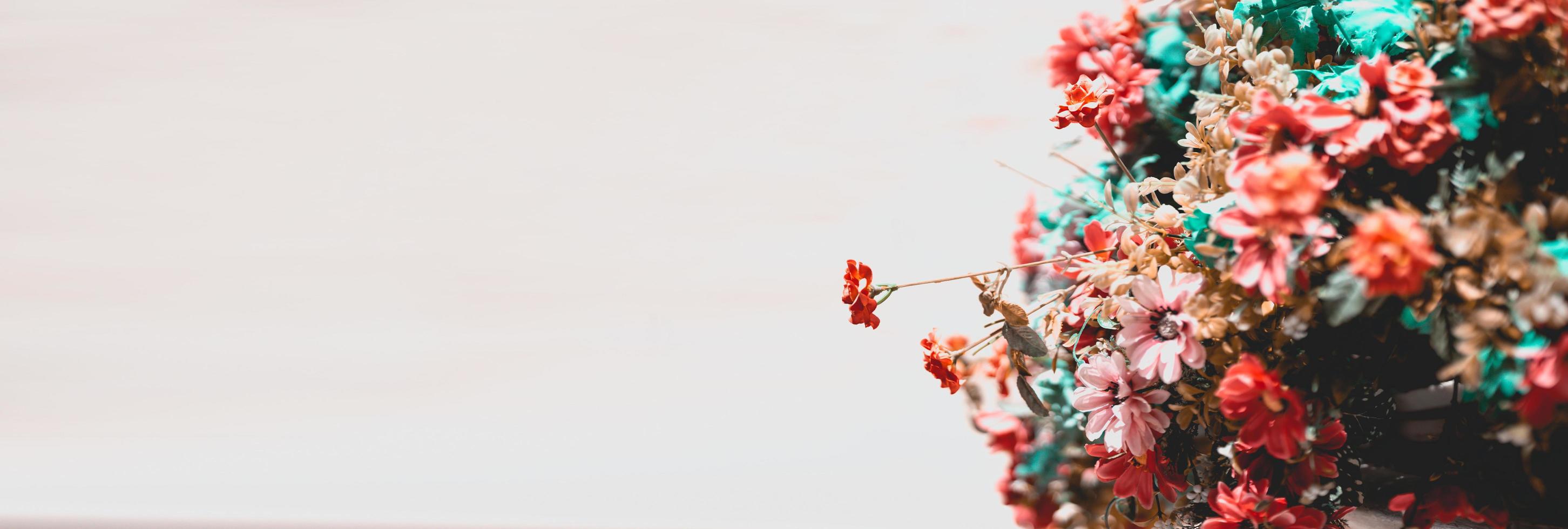 I cespugli di fiori del banner panoramico sono in stile vintage. copia spazio. foto