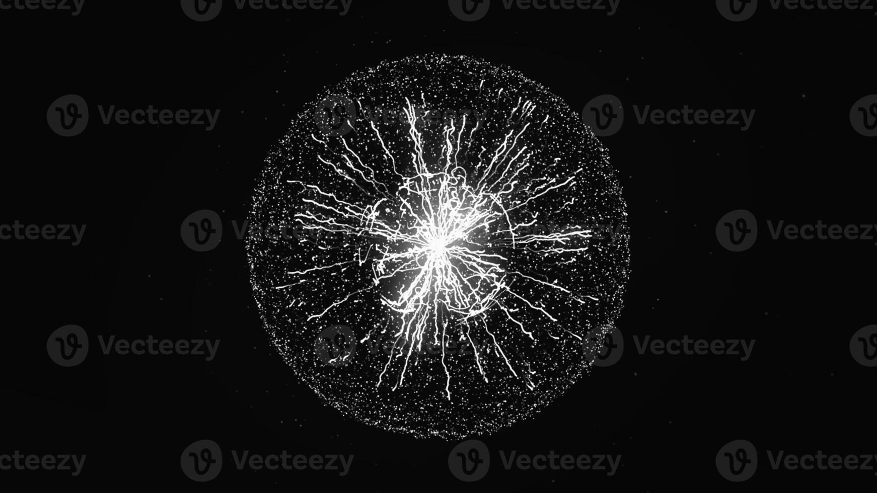 monocromatico astratto fulmine e luminosa leggero nel energia palla con cerniere lampo su il nero sfondo. animazione. elettrico scarico cartone animato animazione. foto