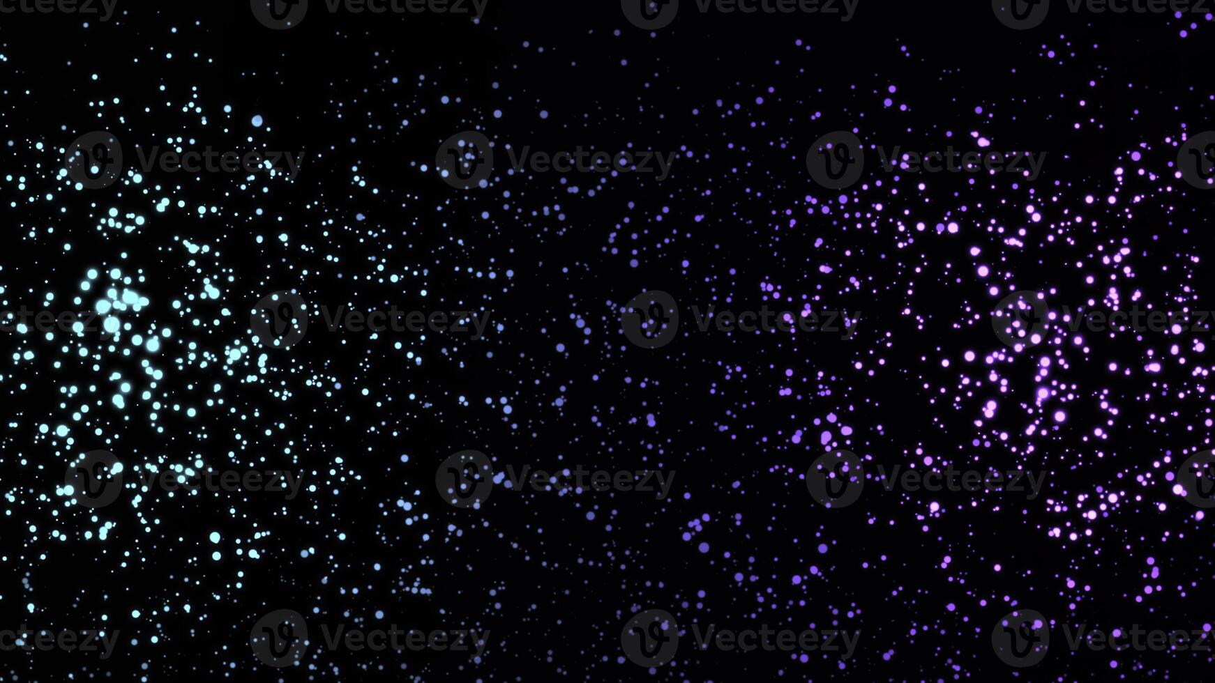 bellissimo astrazione di multicolore particelle rotante e galleggiante nel il scuro. animazione. dinamico colorato animazione su il nero sfondo foto