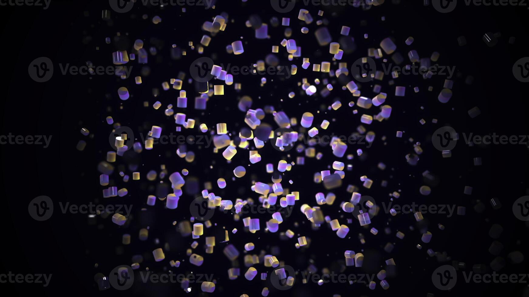 astratto animazione di piccolo neon multicolore 3d particelle galleggiante lentamente su il nero sfondo. animazione. bellissimo colorato astratto sfondo foto