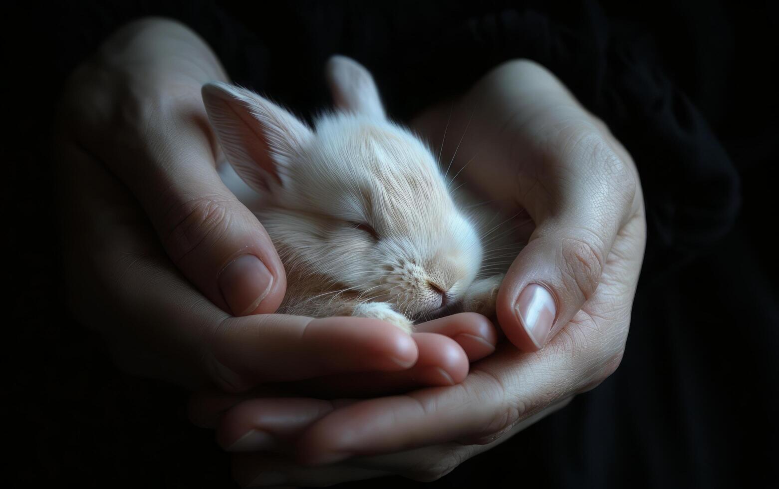 ai generato tenero cura per un' neonato coniglio foto