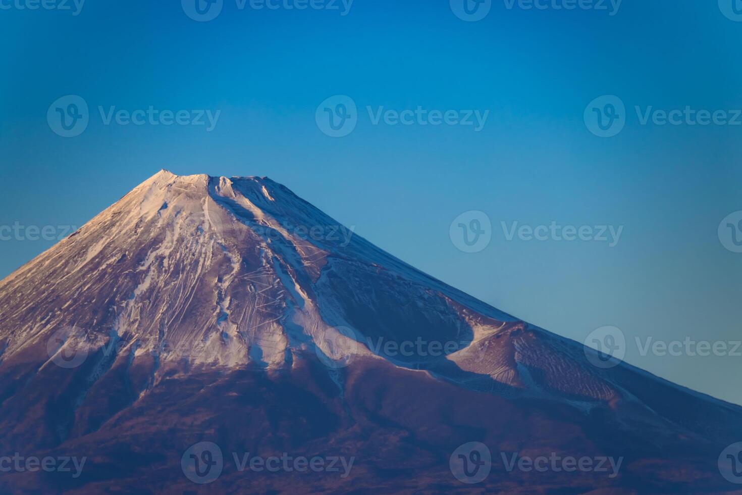 un' tramonto di Monte Fuji vicino suruga costa nel shizuoka lungo tiro foto