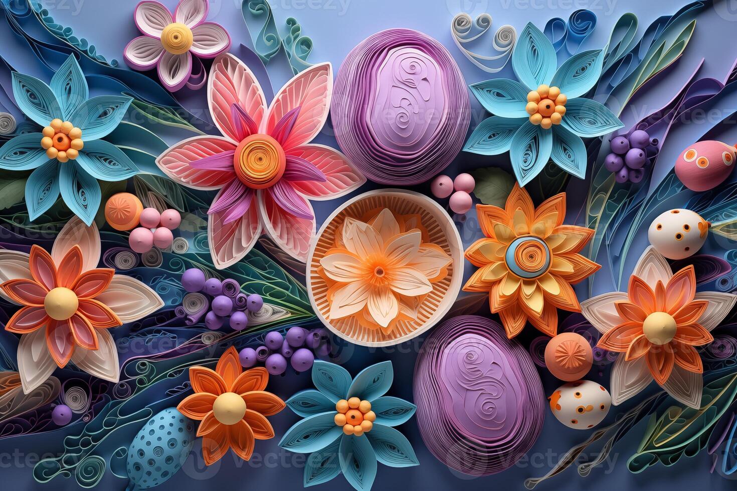 ai generato Pasqua sfondo, quilling foto