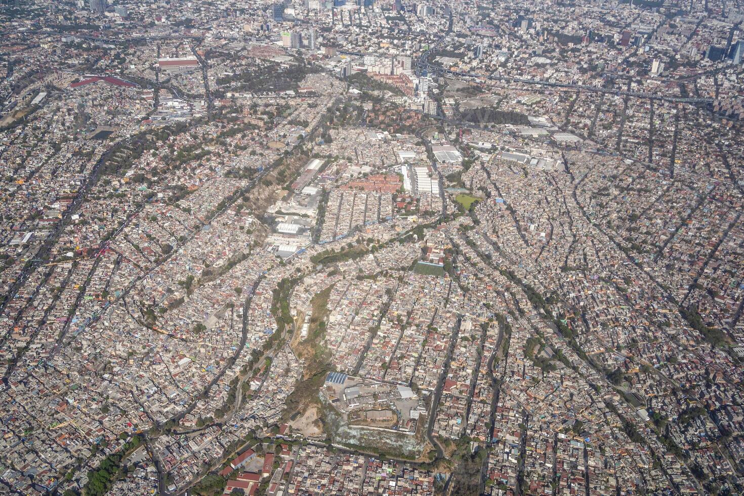 paesaggio di vista aerea di Città del Messico dall'aeroplano foto