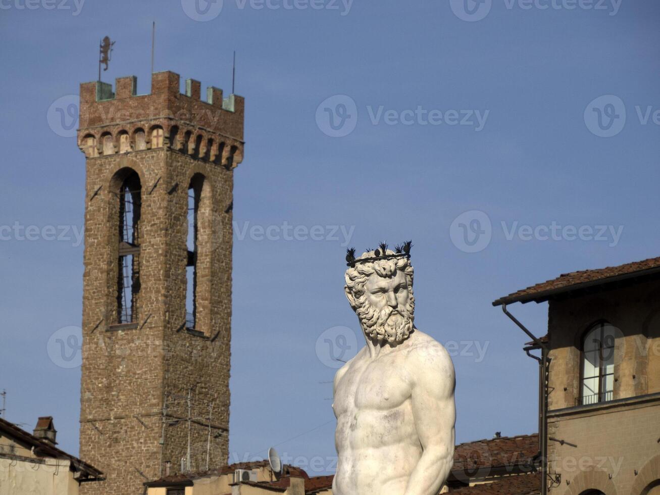 Nettuno signoria posto Firenze Italia statua dettaglio foto