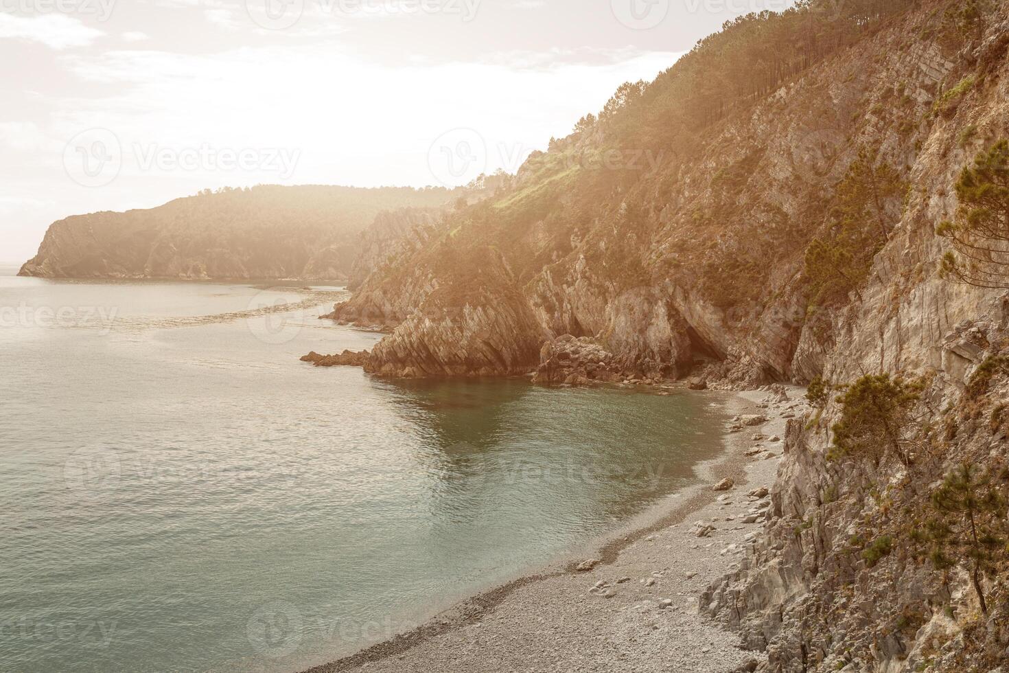 oceano Visualizza. natura sfondo con nessuno. Morgat, crozon penisola, Bretagna, Francia foto
