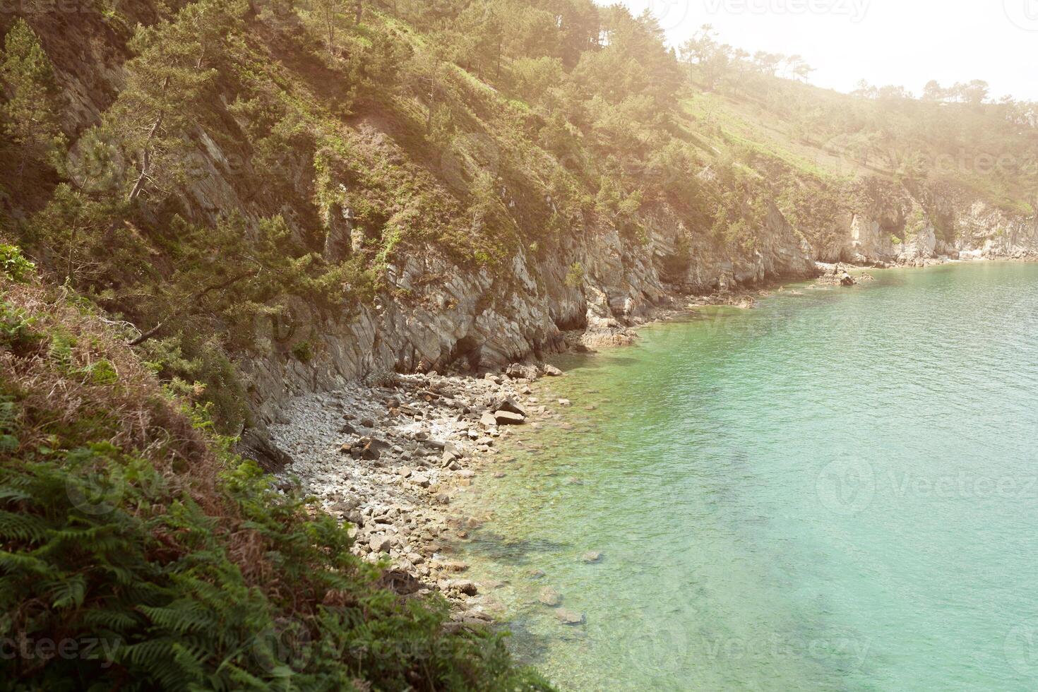 oceano Visualizza. natura sfondo con nessuno. Morgat, crozon penisola, Bretagna, Francia foto