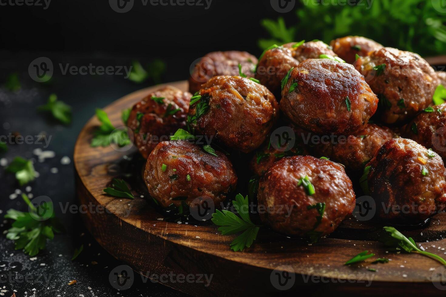 ai generato agnello kofta Polpette nel buio cucina sfondo ,koftas siamo un indiano cucina. generativo ai foto