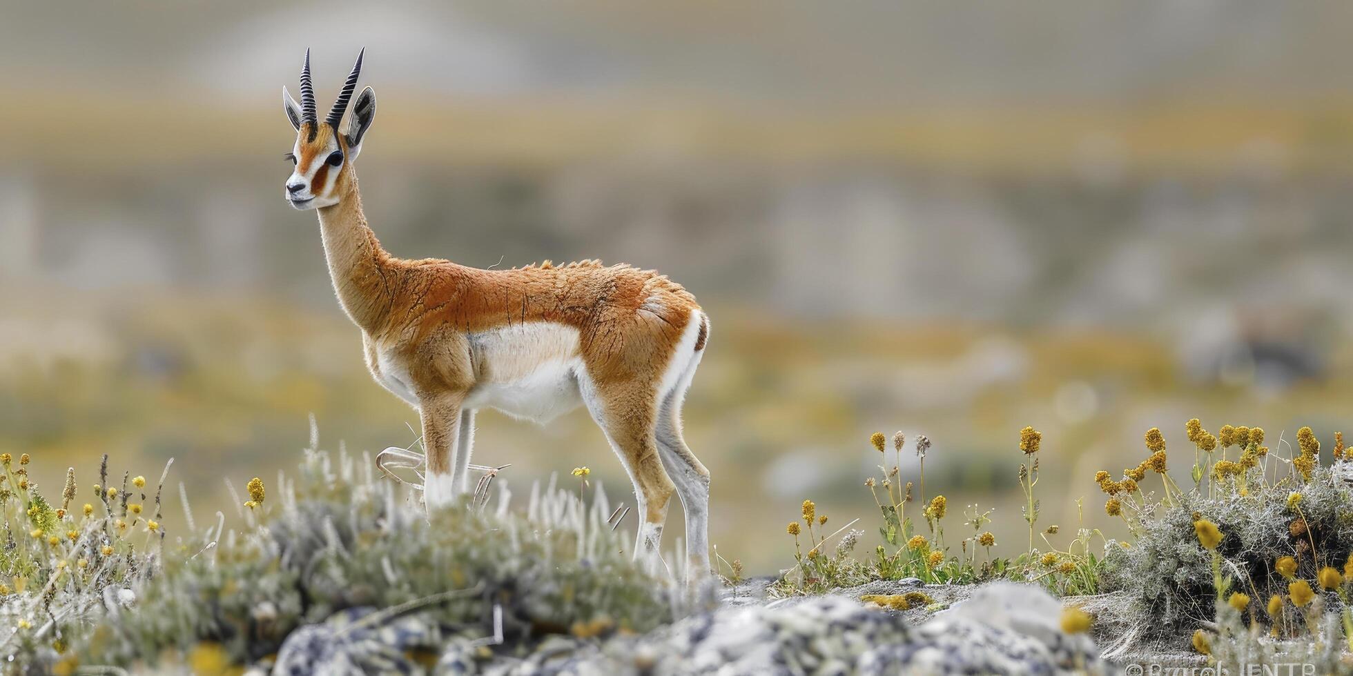 ai generato nel il natura selvaggia, il maestoso tibetano antilope, pantolopi Hodgsonii, roaming liberamente nel suo naturale habitat foto