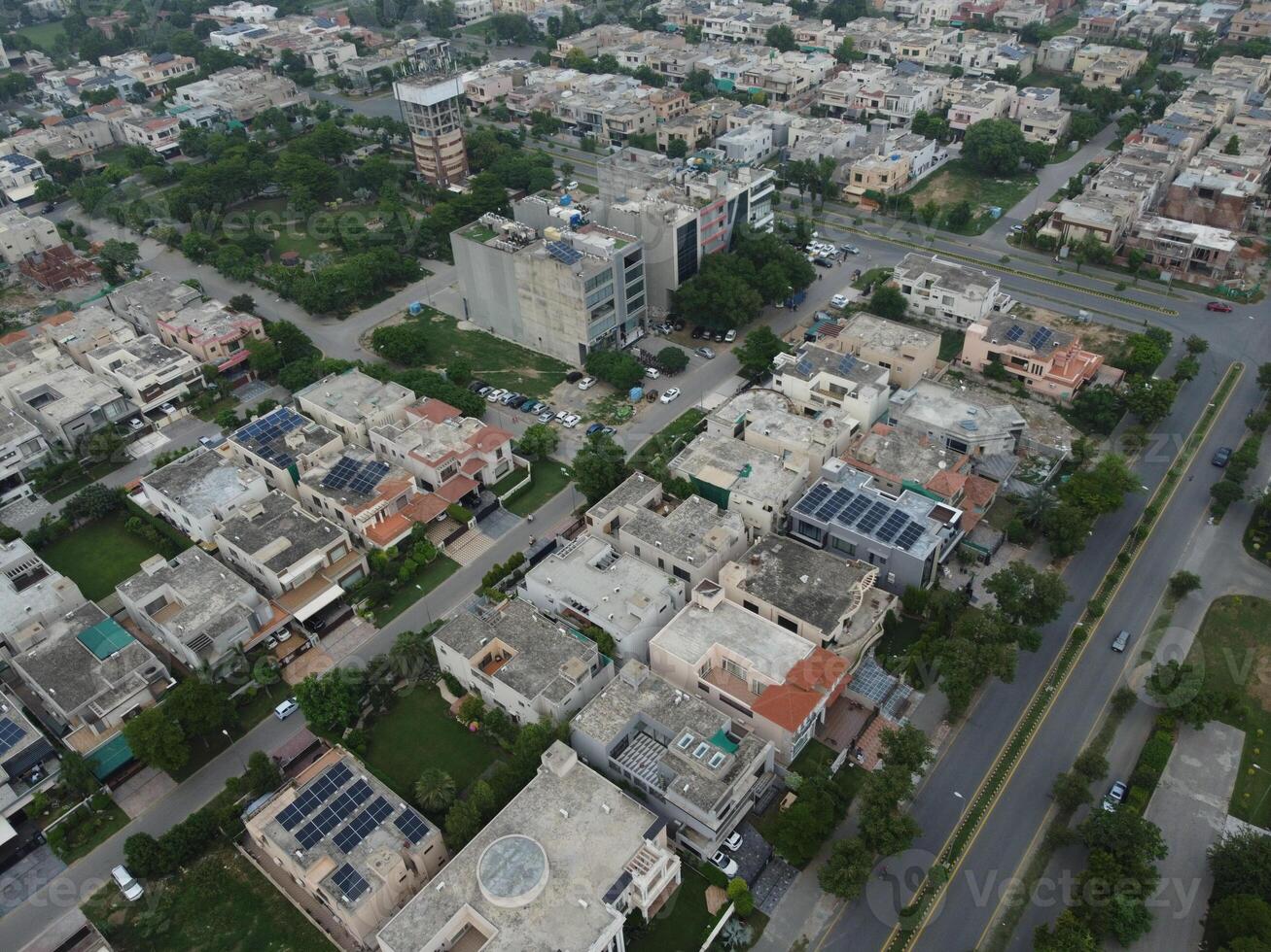 aereo Visualizza di difesa principale quadrato, un' piccolo cittadina nel lahore Pakistan. foto