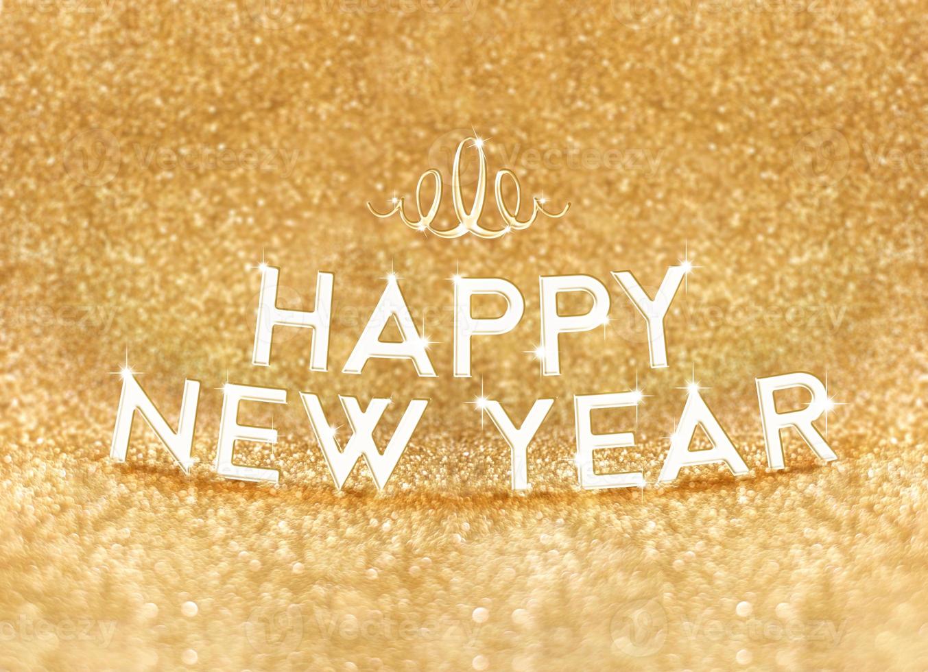 felice anno nuovo parola su sfondo glitter oro brillante foto