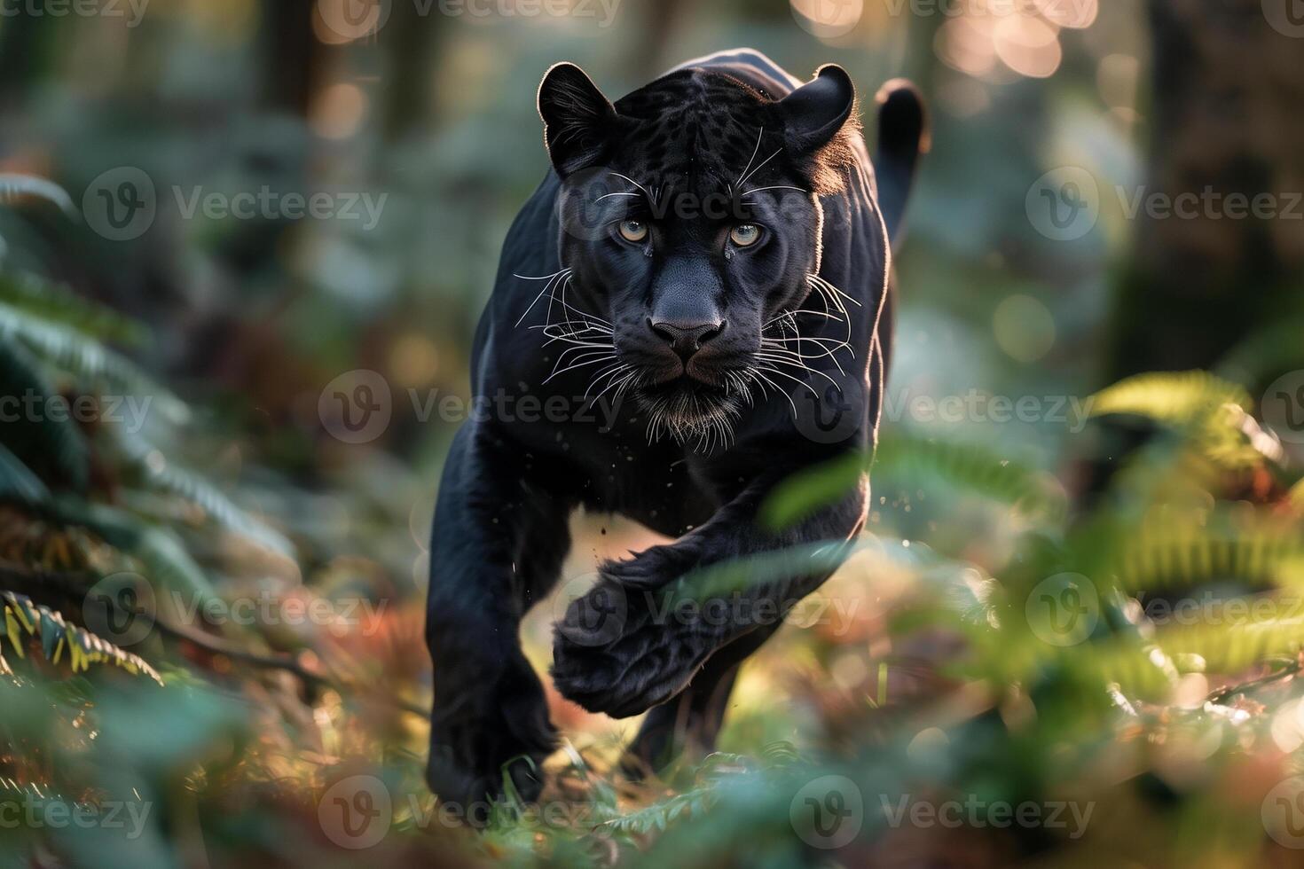 ai generato nero pantera nel tropicale foresta pluviale.generativa ai foto