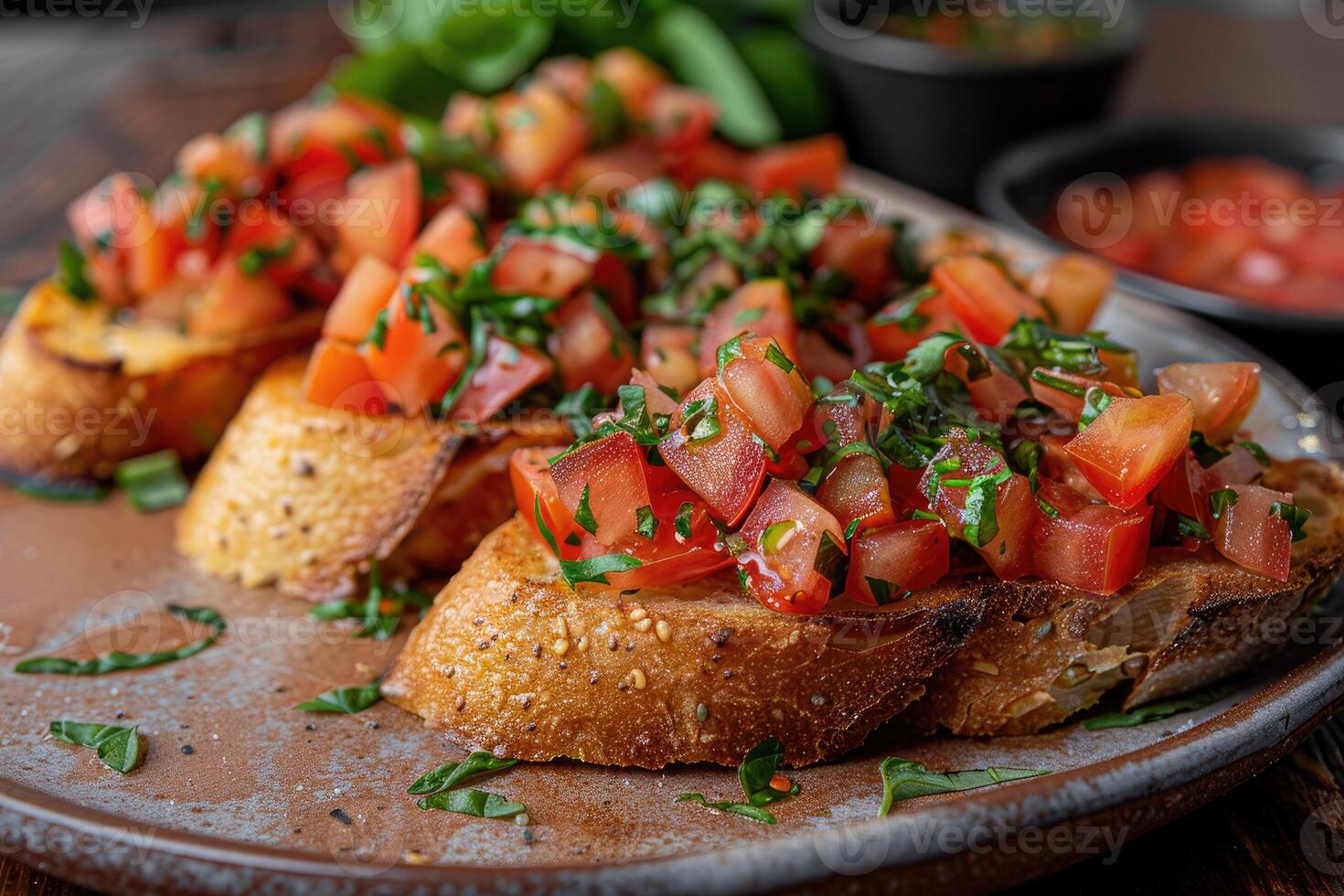 ai generato Bruschetta italiano cibo professionale pubblicità cibo fotografia foto