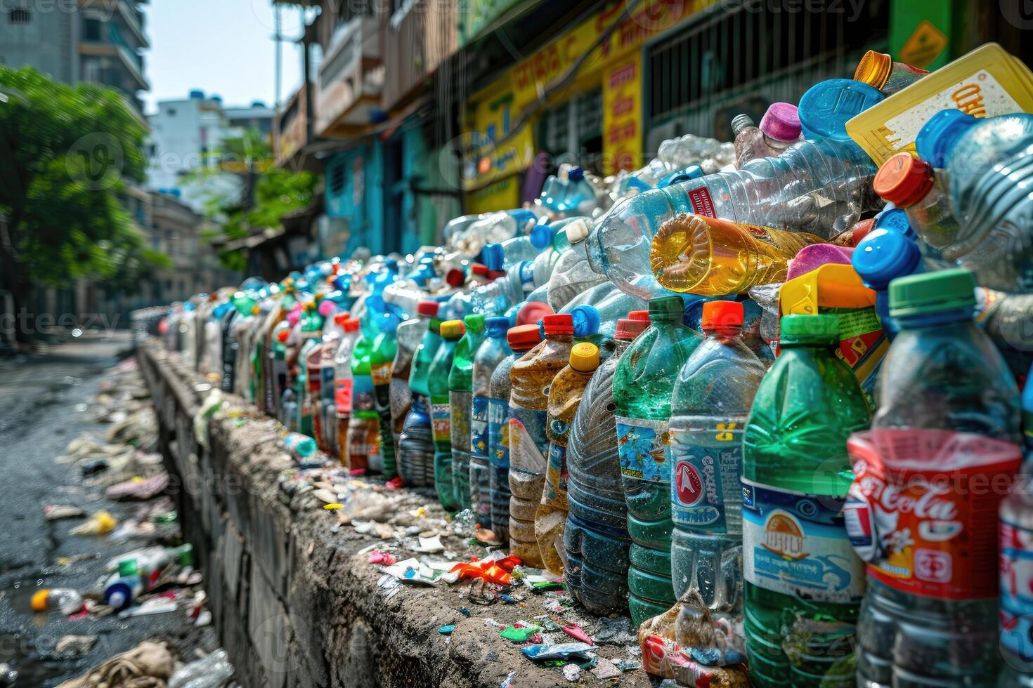 ai generato plastica inquinamento a partire dal rifiuto singolo uso plastica professionale fotografia foto