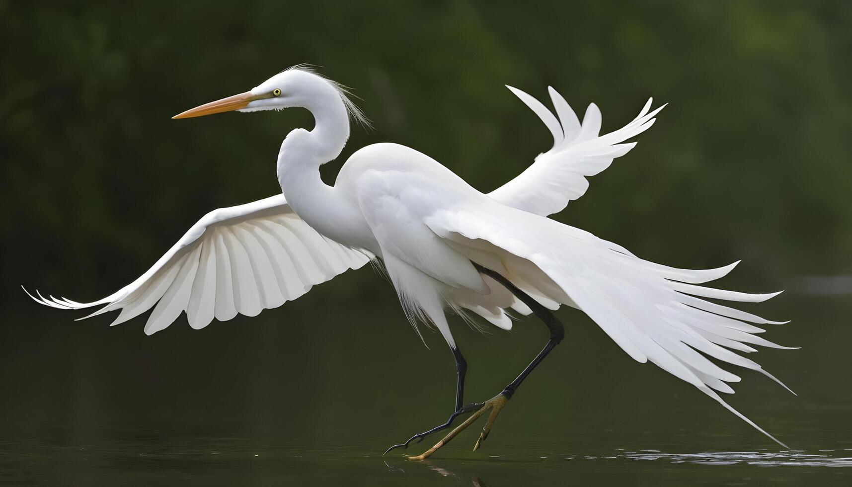 ai generato grande bianca Airone uccello azione foto, garzetta uccello fotografia.fauna selvatica fotografia, foto