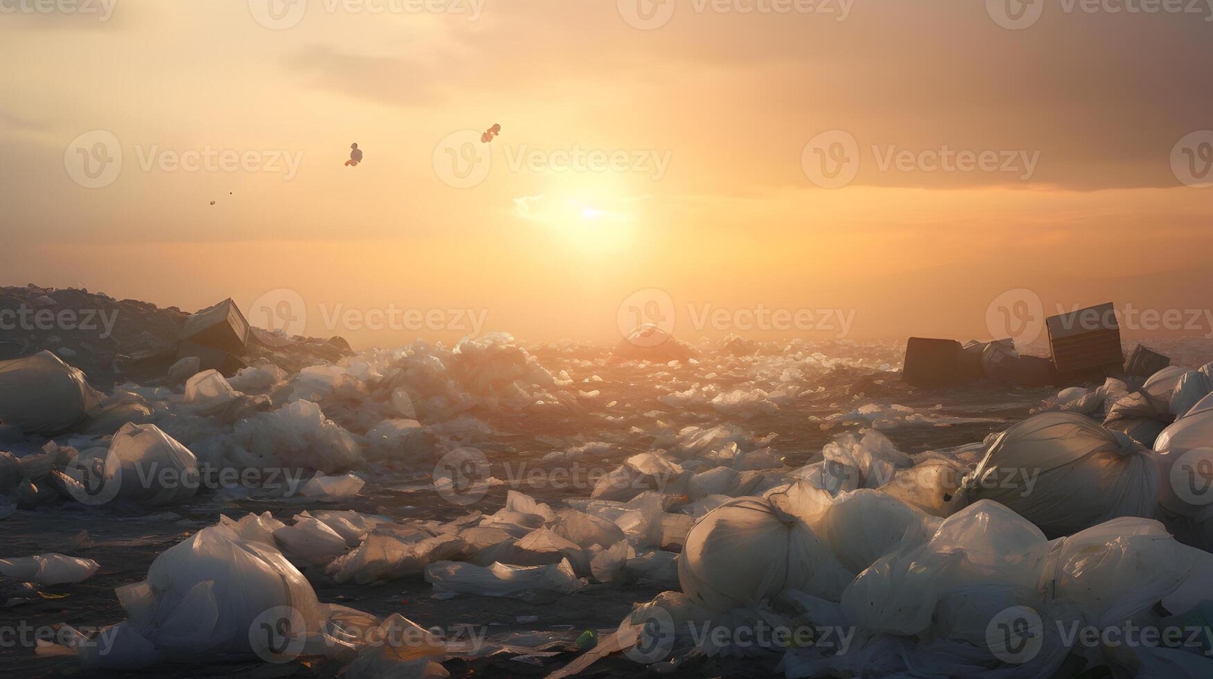 ai generato mucchio di plastica borse. ambiente inquinamento problema foto