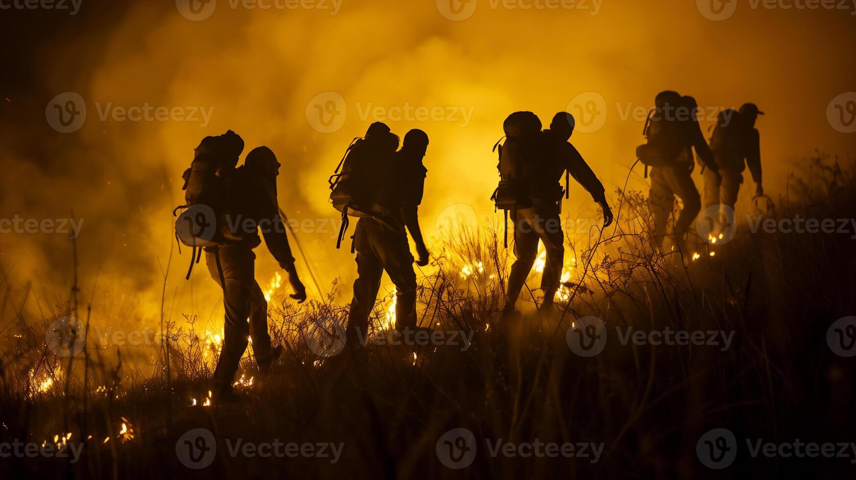 ai generato wildfire salvare squadra e pompiere nel salvare operazione .cercando per mancante persona ,aiuto ferito persone . foto