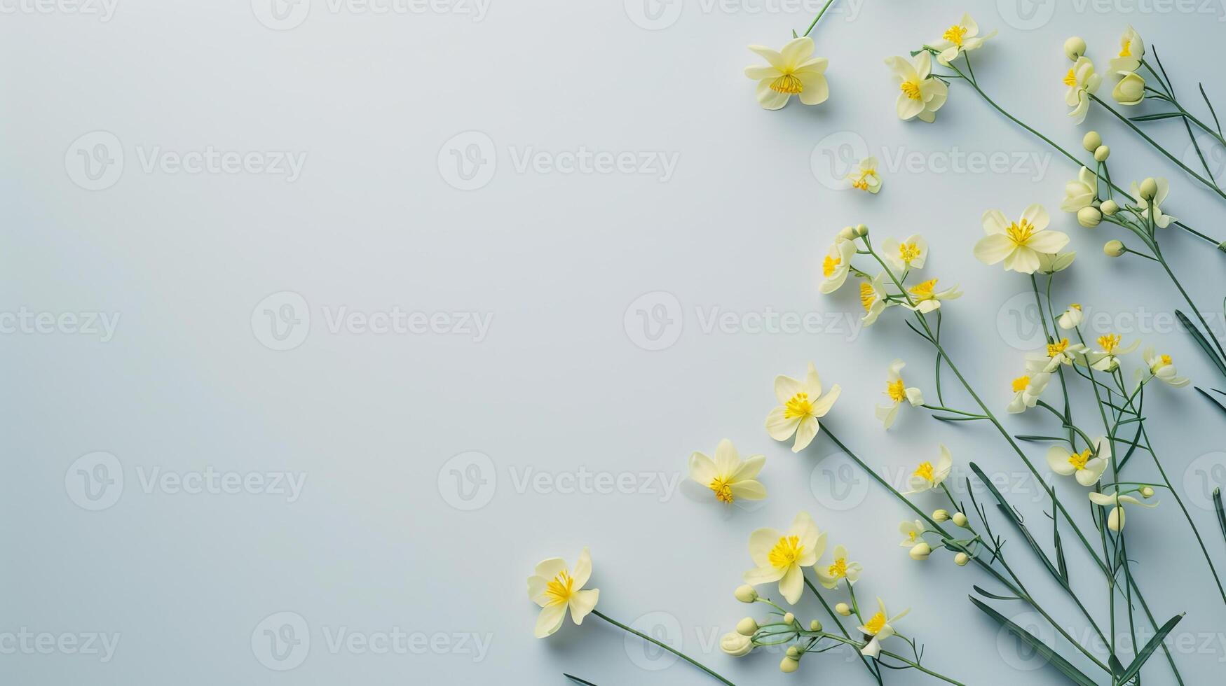 ai generato giallo fiori superiore Visualizza, floreale sfondo, gratuito spazio foto
