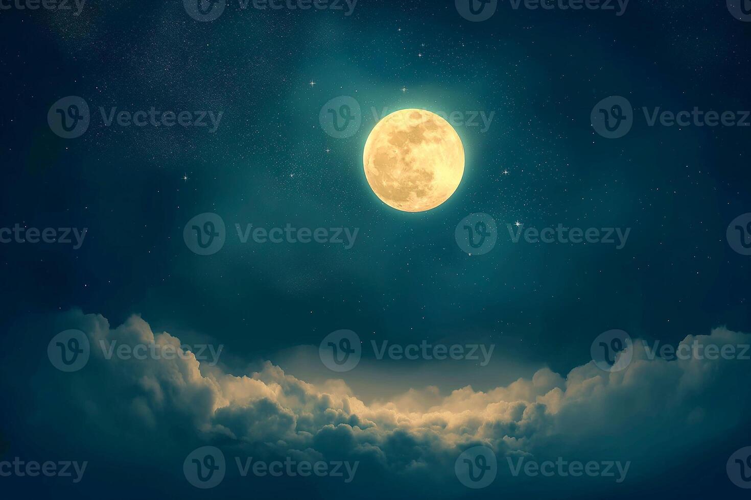 ai generato incantevole pieno Luna contro un' stellato cielo foto