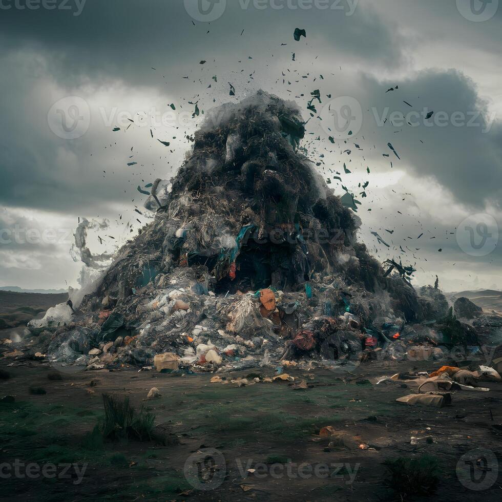 ai generato rifiuto cumulo di rifiuti simboleggia globale inquinamento crisi e ambientale degradazione per sociale media inviare dimensione foto