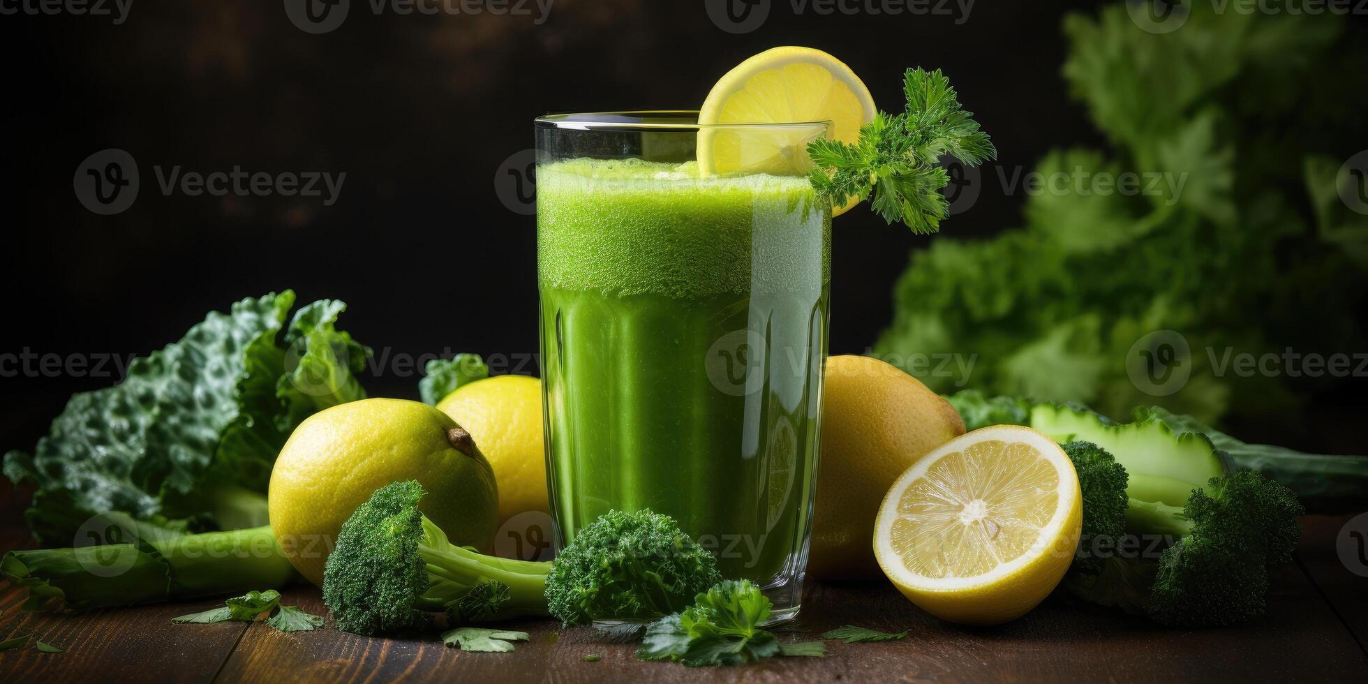 ai generato verde eco-friendly succo a partire dal cetriolo e Mango nel bicchiere su un' buio sfondo. generativo ai foto