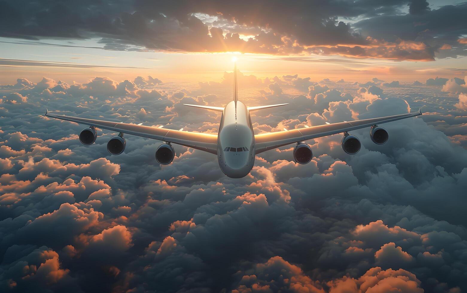 commerciale aereo assunzione via in colorato cielo a tramonto. paesaggio con bianca passeggeri aereo, viola cielo con rosa nuvole. in viaggio di aereo foto