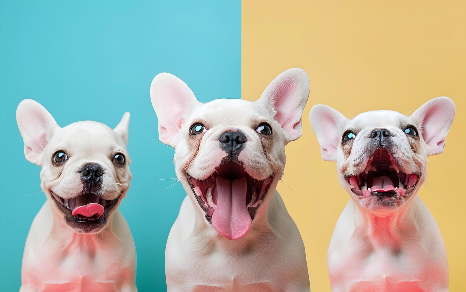 francese bulldog cane quello ha ha aperto suo bocca e bastoni su suo lingua foto