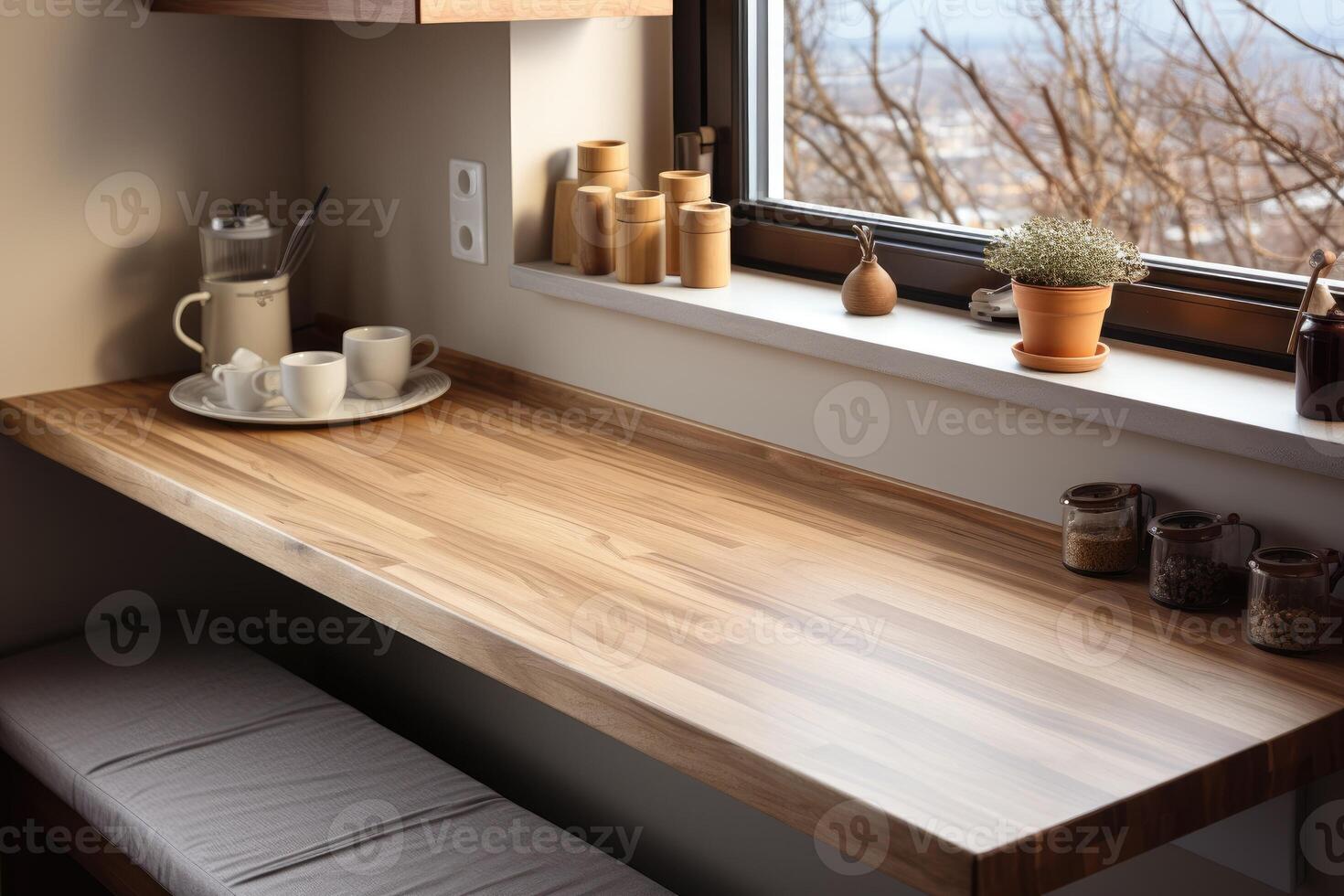 moderno cucina interno con di legno mobilia K professionale pubblicità fotografia foto