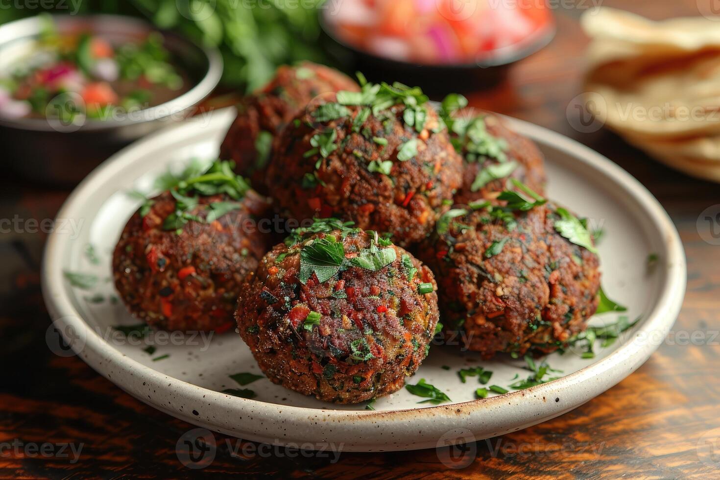 falafel siamo in profondità fritte palle tradizionalmente trovato nel mezzo orientale cucina cibo professionale pubblicità cibo fotografia foto