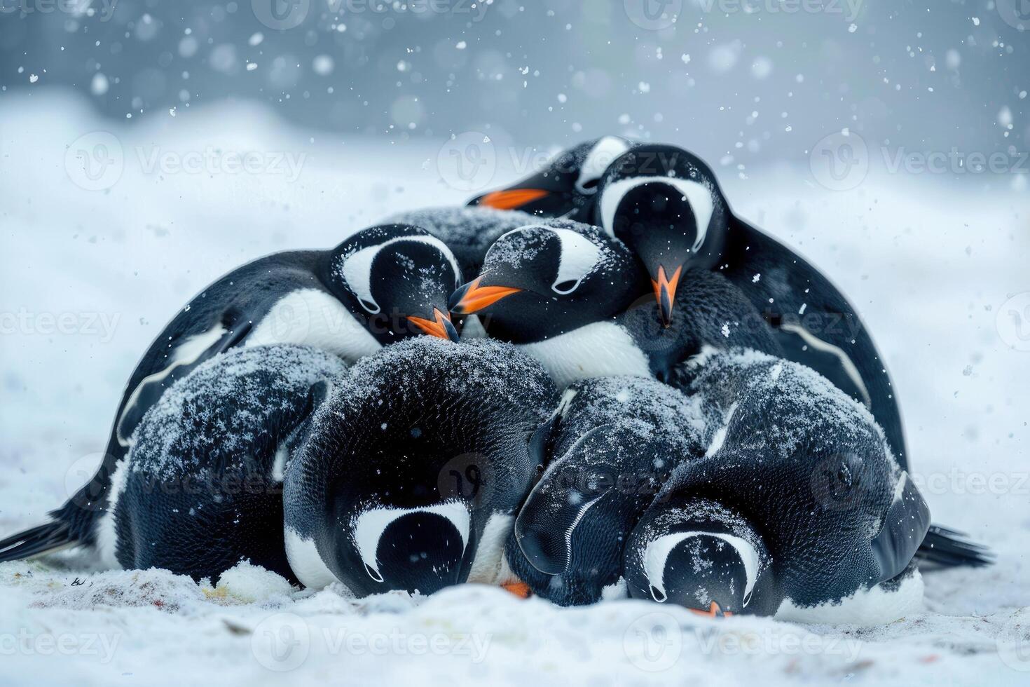 pinguini huddling per calore foto