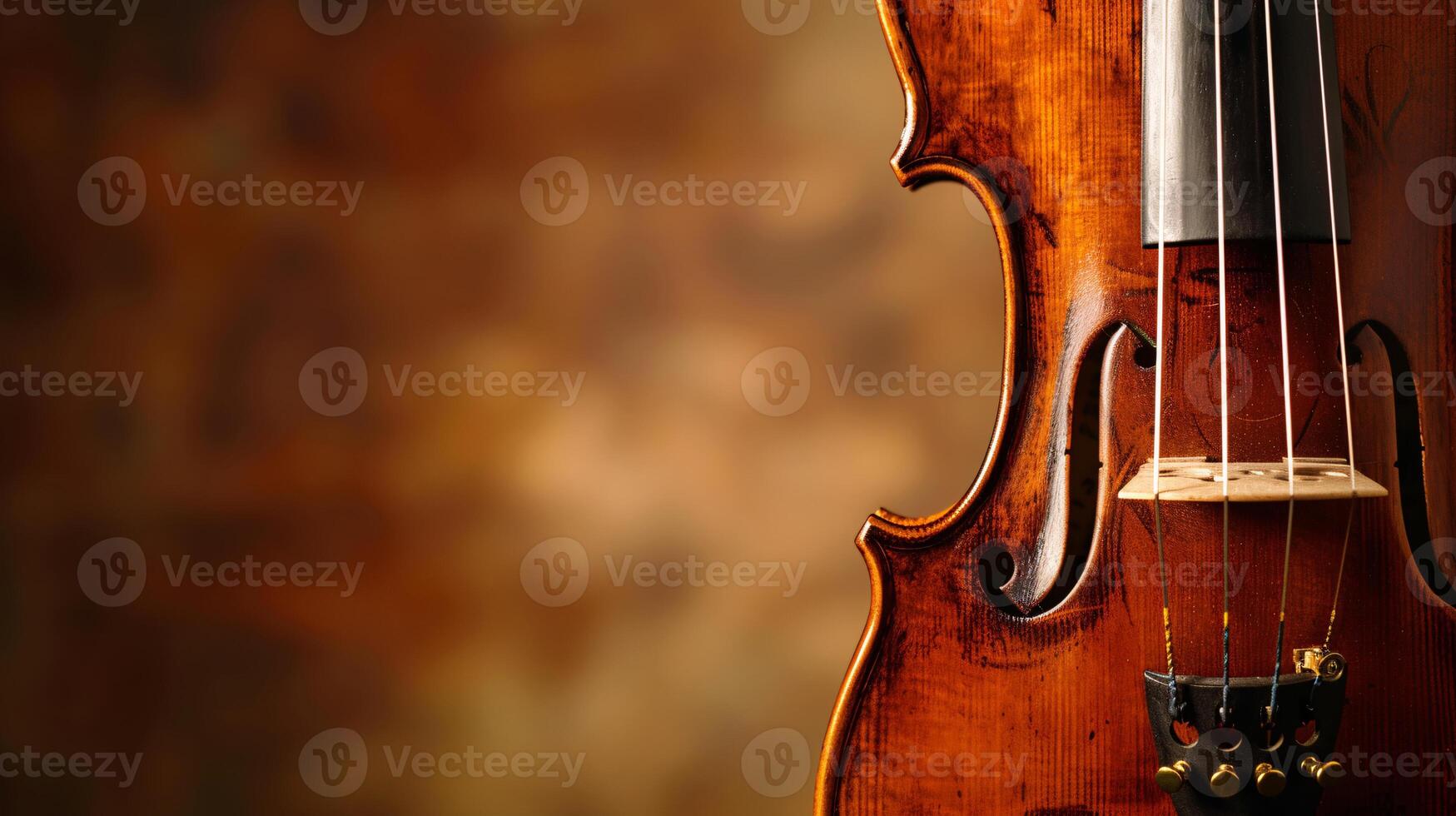 armonia di musicale strumenti, messa a fuoco su il elegante curve di un' violino foto