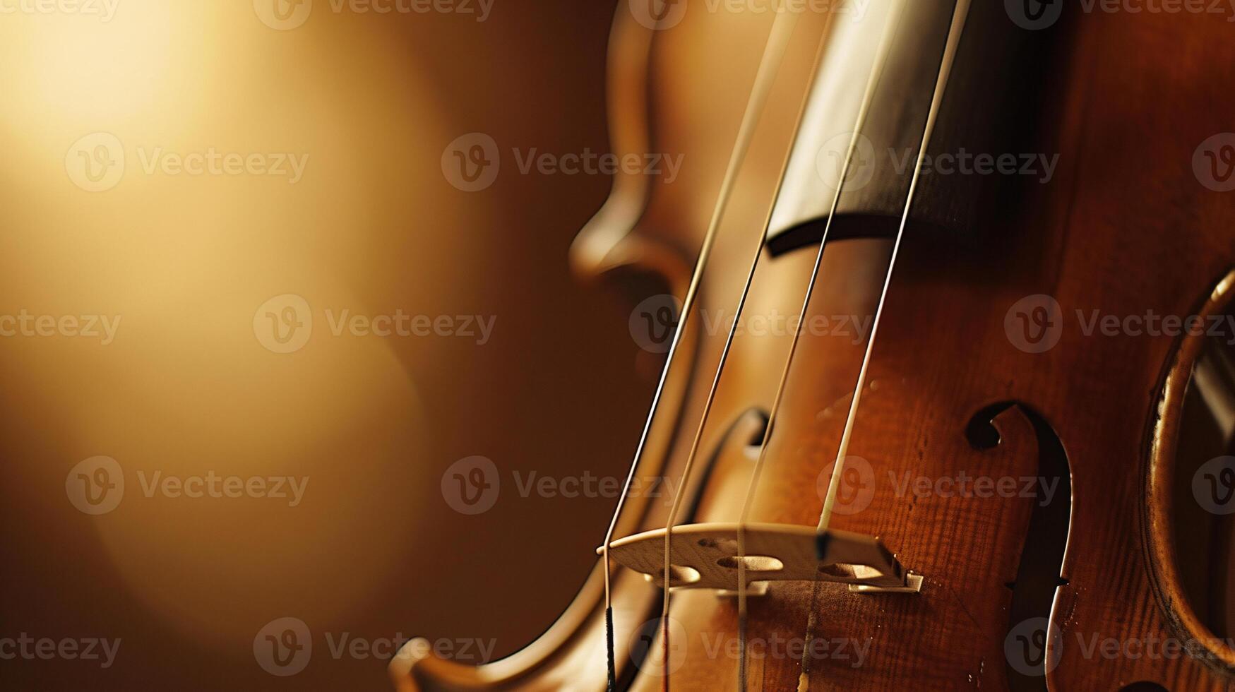 armonia di musicale strumenti, messa a fuoco su il elegante curve di un' violino foto