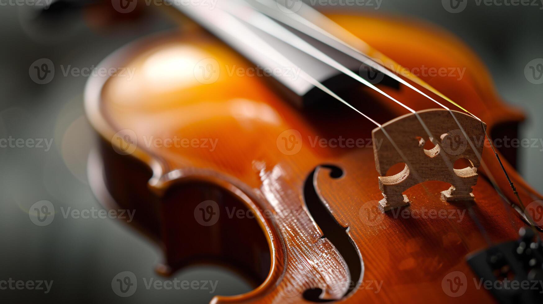 armonia di musicale strumenti, messa a fuoco su il elegante curve di un' violino foto