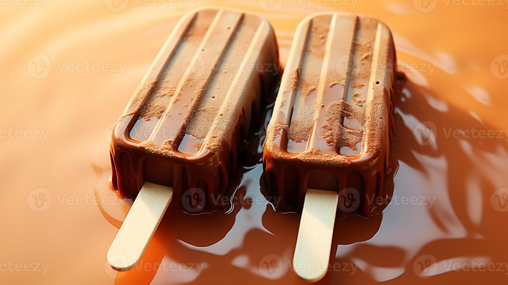 cioccolato ghiacciolo ghiaccio bastone dolce verdura su estate tempo foto