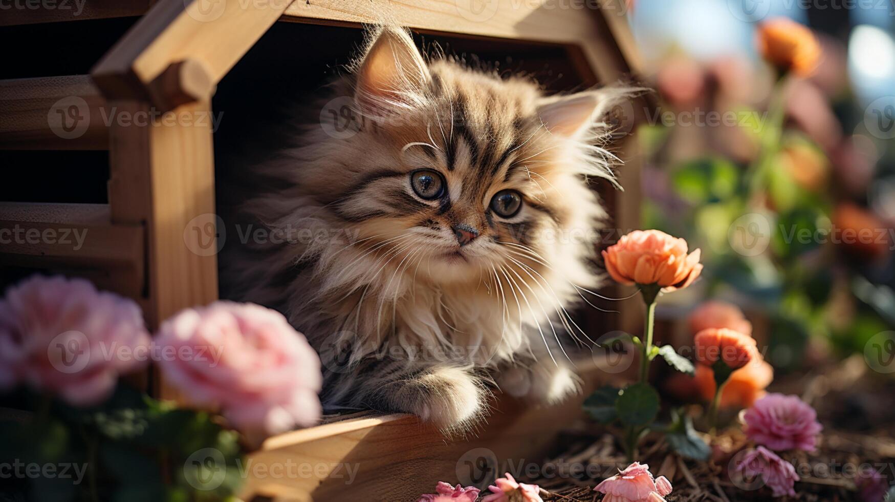 gatto Casa con pelliccia lungo capelli assonnato rilassare foto