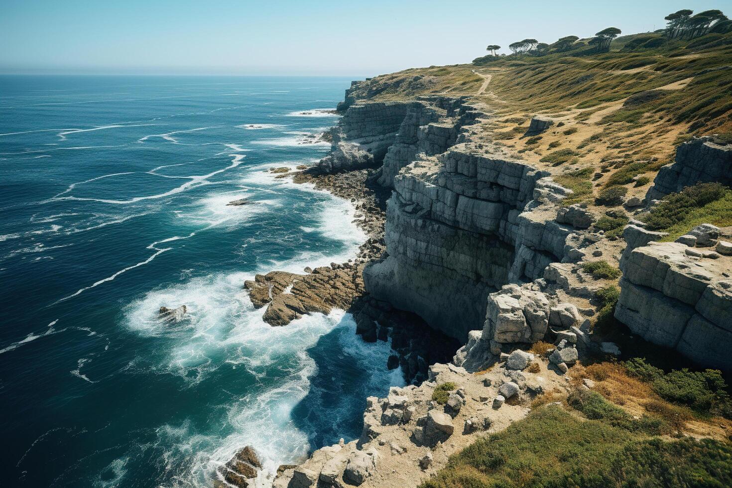 bellissimo paesaggio di un' roccioso spiaggia. foto