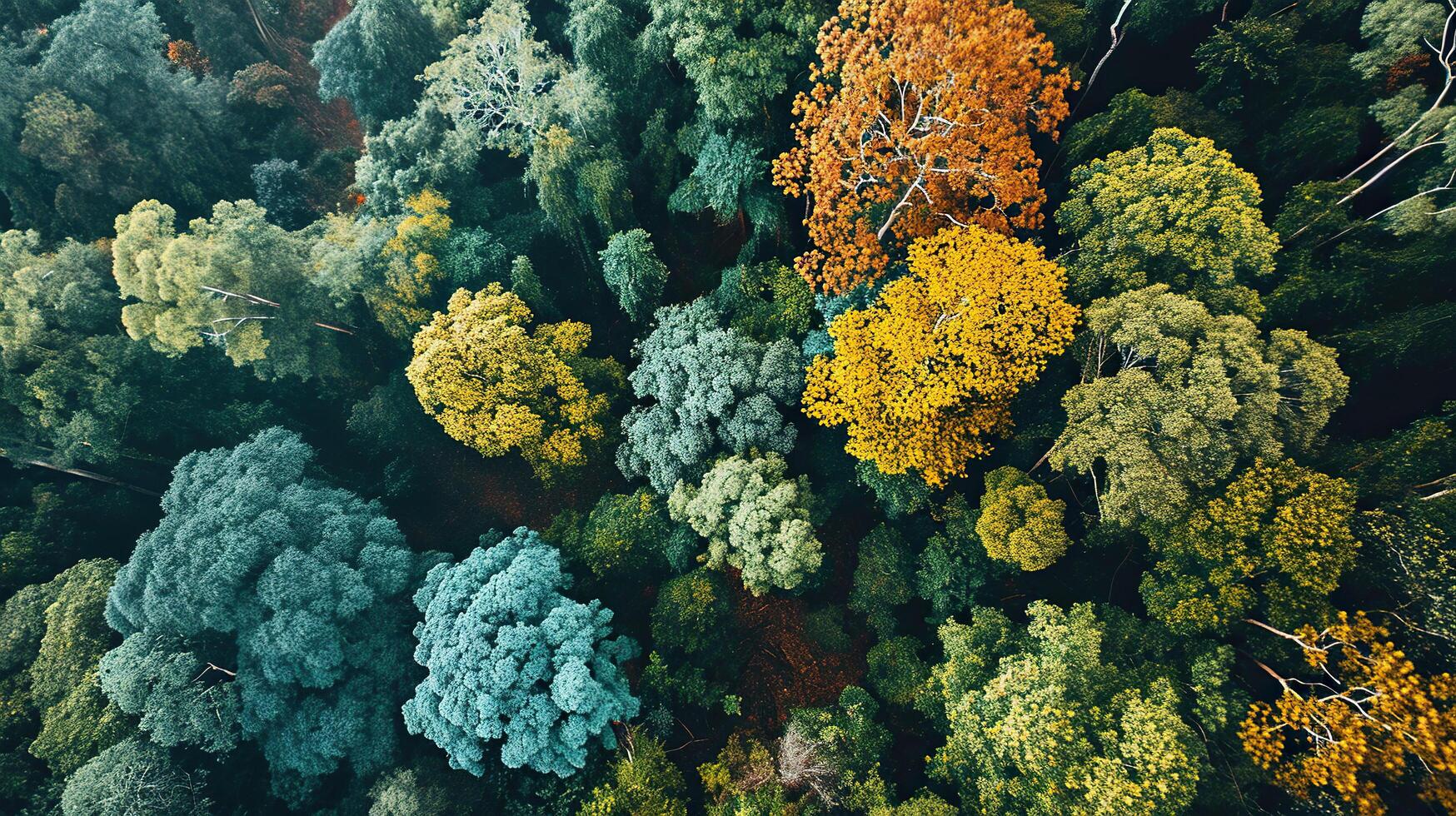 superiore Visualizza di misto foresta, verde deciduo alberi. bellissimo naturale sfondo. generato di artificiale intelligenza foto