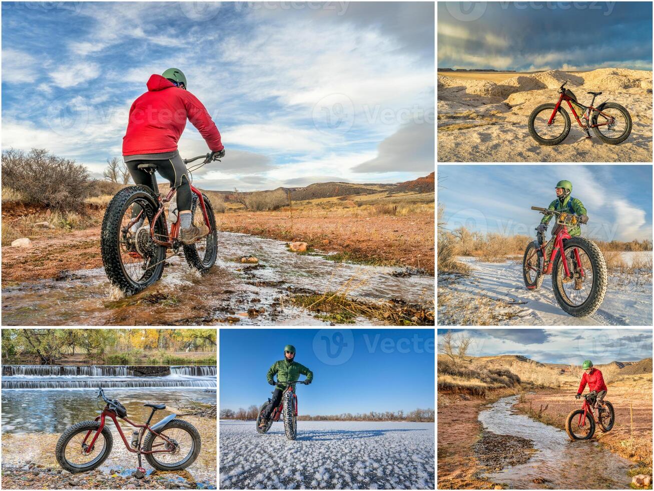 equitazione Grasso bicicletta nel Colorado ai piedi e prateria foto