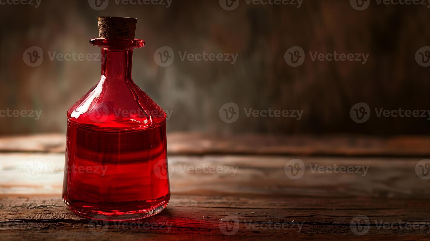 il rosso pozione bottiglia di il mezzo età, bicchiere bottiglia. generato di artificiale intelligenza. foto