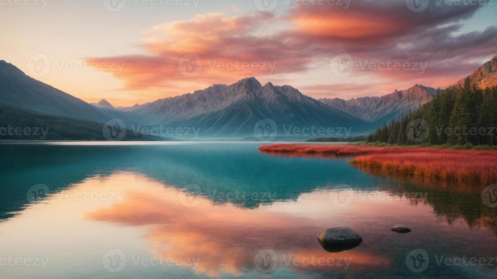 Visualizza di tramonto al di sopra di il montagne foto