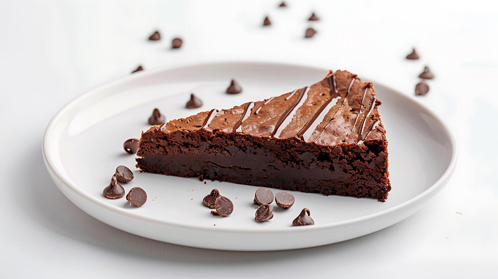 un' pezzo di folletto buono torta con fuso cioccolato su un' bianca piatto su un' bianca sfondo foto